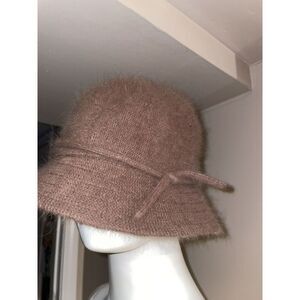 Rabbit Hair Blend Bucket‎ Hat Brown Fuzzy Womens Minimalist Neutral One Size